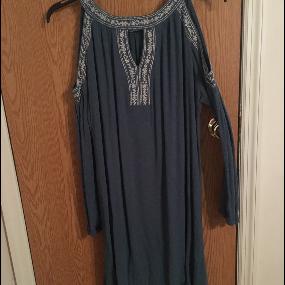 Blue Green Cold Shoulder Dress